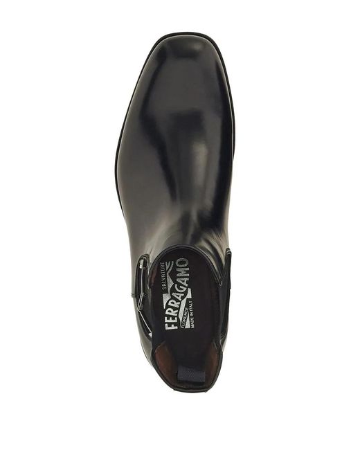 Ferragamo Black Gancini Chelsea Boots for men