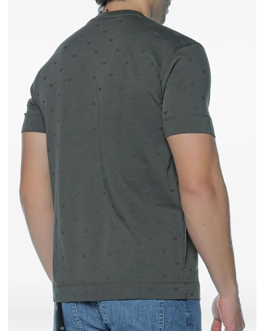 Emporio Armani Gray Logo-Pattern T-Shirt for men