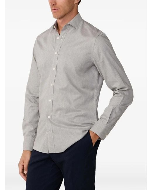 Hackett Gray Puppytooth-Pattern Shirt for men