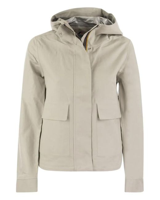 K-Way Gray Hooded Flap-Pocket Jacket