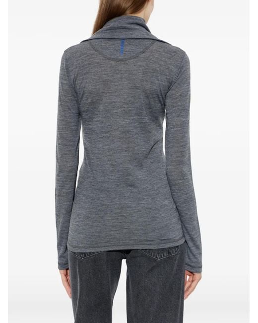 Jil Sander Gray Quarter-Zip Stand-Up Collar Top