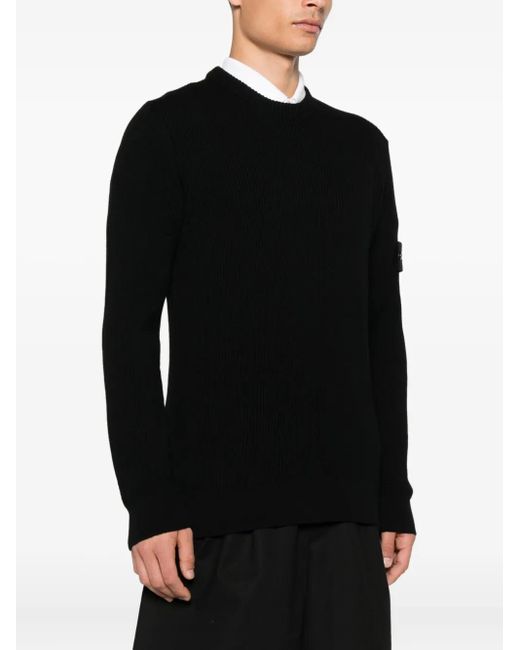 Stone Island Black Wool Sweater for men