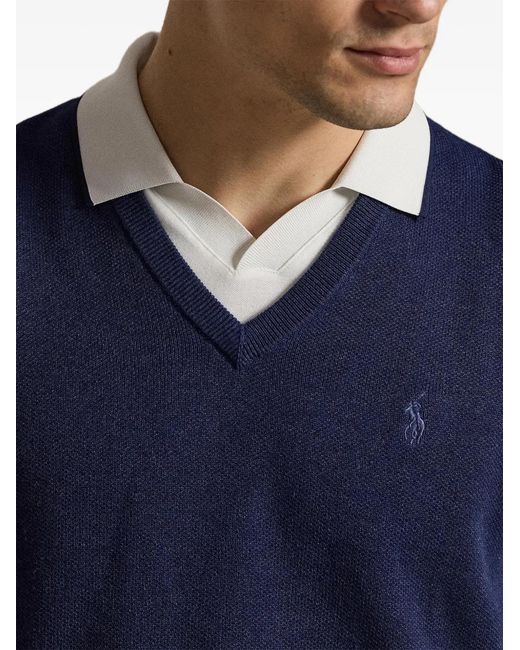 Ralph Lauren Blue Gilet En Maille À Col V for men