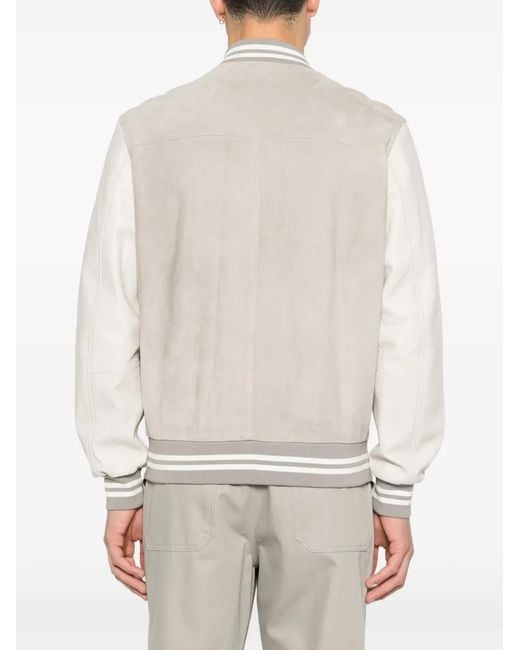 Eleventy White Panelled Bomber Jacket for men