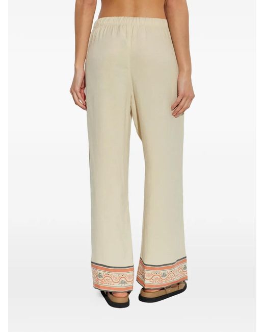 Hanro Natural Drawstring-Waist Patterned-Hem Trousers