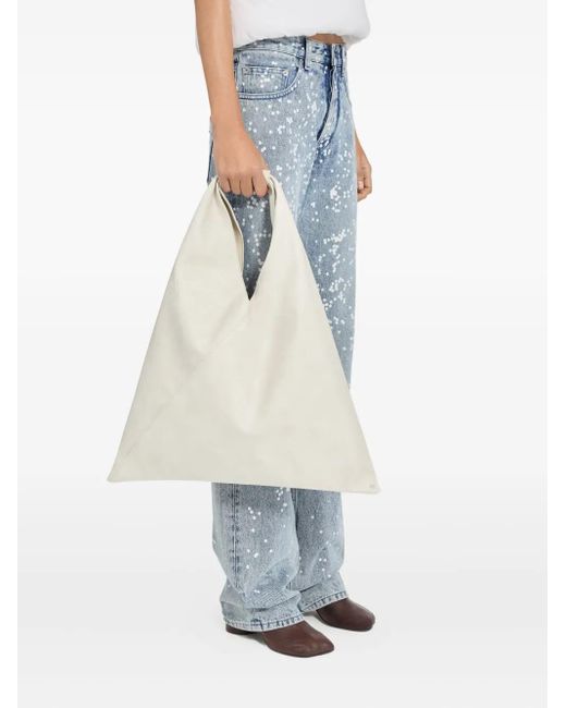 MM6 by Maison Martin Margiela White Japanese Triangular Tote Bag
