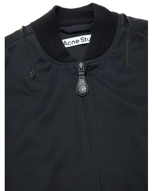 Acne Blue Zip-Up Hooded Coat for men