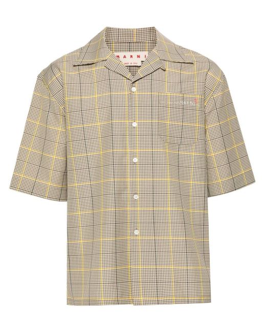 Marni Natural Plaid-check Short-sleeve Shirt for men