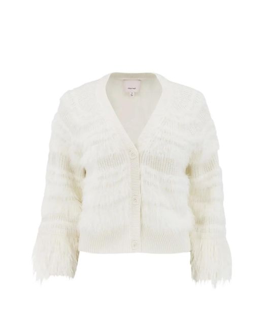 Cinq À Sept White Cardigan En Cachemire À Franges