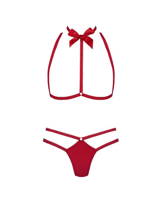 Maison Close Red Le Petit Secret Harness Thong Set (Set Of Two)