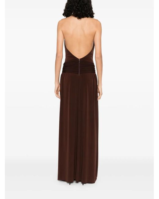 Nissa Brown Halterneck Dress