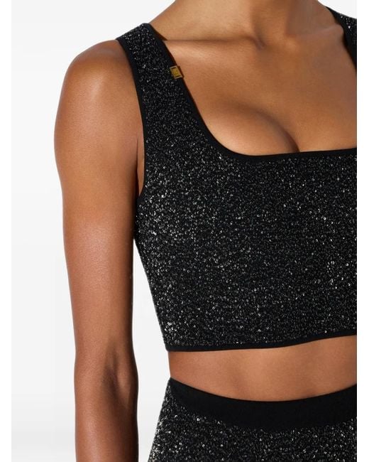 Elisabetta Franchi Black Knit Top With Sequins