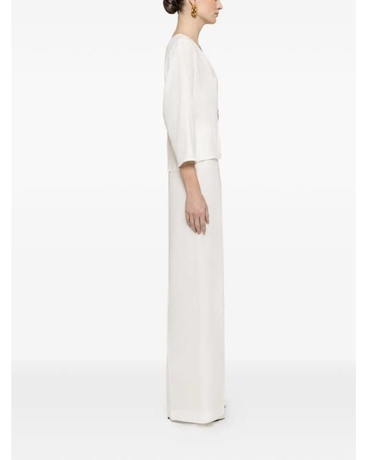 Nissa White V-Neck Blouse