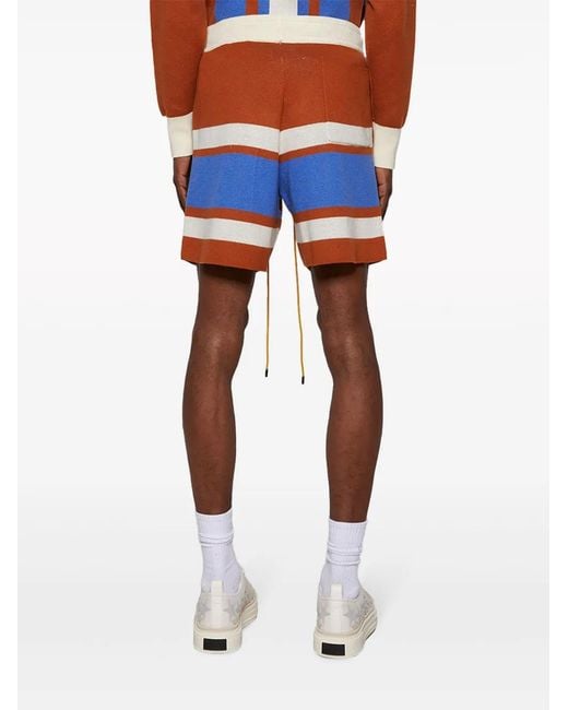 Rhude Blue Panelled Knit Shorts for men