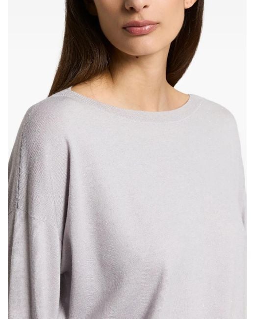 Peserico Gray Crew-Neck Sweater