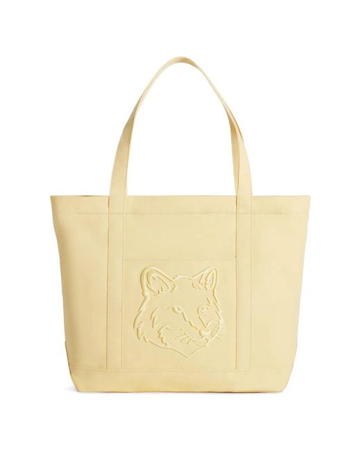 Maison Kitsuné Natural Large Fox Head Tote Bag