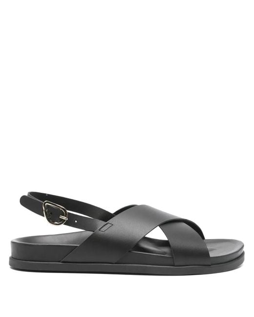 Ancient Greek Sandals Black Ikesia Criss-Cross-Strap Sandals