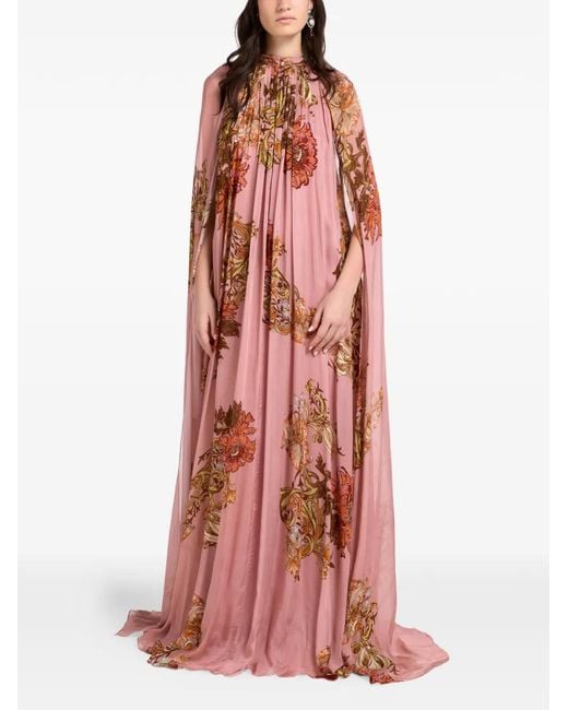 Hemant & Nandita Red Sula Floral-Print Maxi Dress