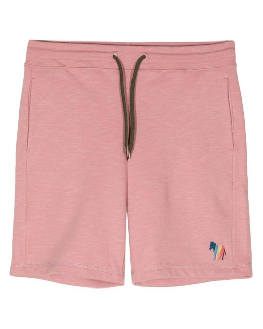 PS by Paul Smith Pink Embroidered-logo Organic Cotton Shorts for men