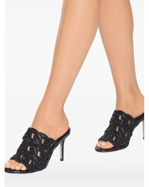 Kurt Geiger Black 85Mm Crystal-Chain Sandals