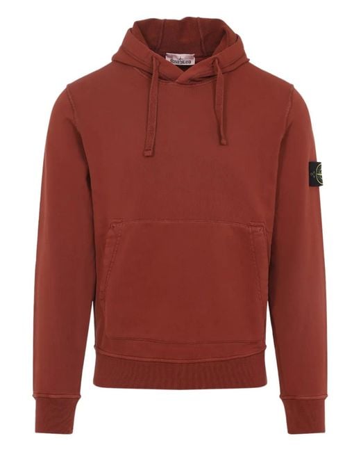Stone Island Red Logo-Detail Hoodie for men