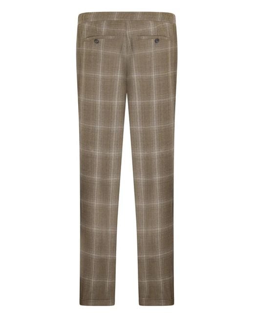Malo Gray Drawstring Checked Trousers for men