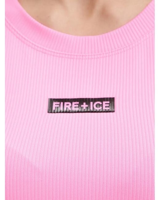Bogner Fire + Ice Pink Manya Ribbed Logo-Patch Tank Top
