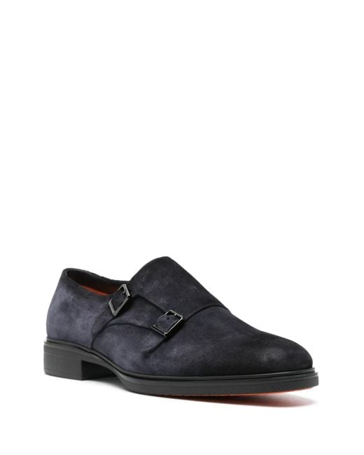 Santoni Black Suede Shoes for men