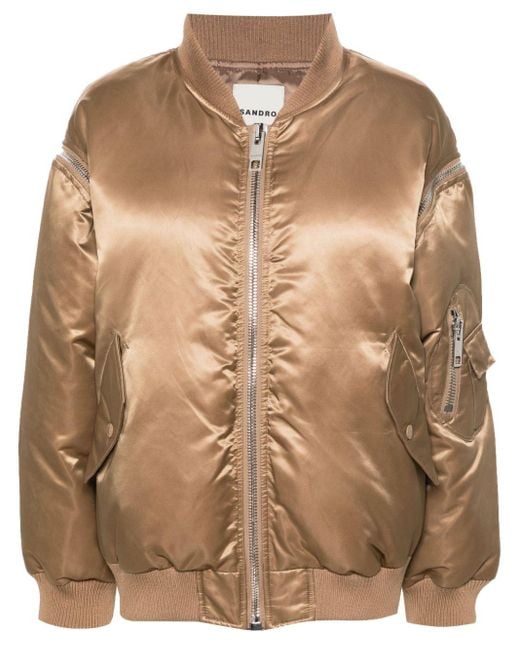 Sandro Brown Detachable-Sleeve Bomber Jacket