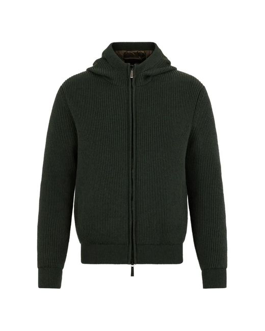 Moorer Green Zip Hooded Jacket for men