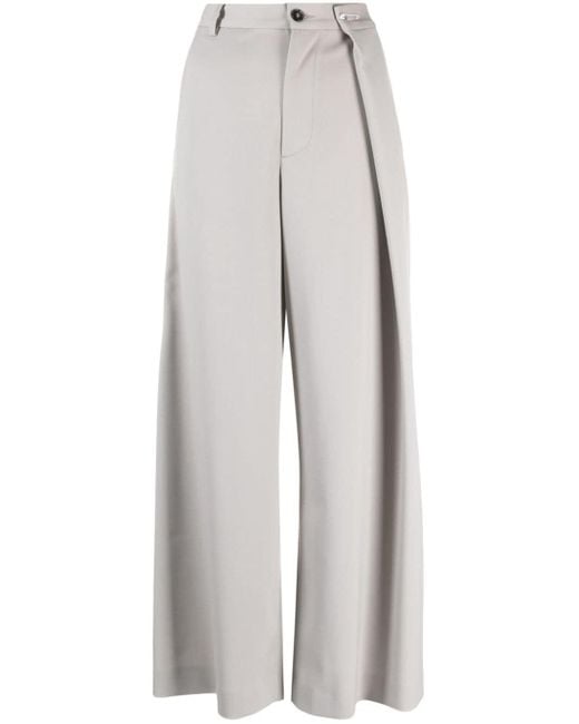 MM6 by Maison Martin Margiela White Pleated Cropped Trousers