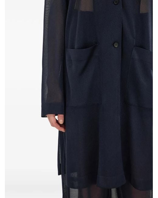 Ferragamo Blue Fringe-Trimmed Sheer Cardigan