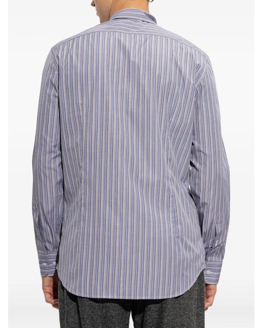 Etro Purple Striped Logo-Embroidered Shirt for men