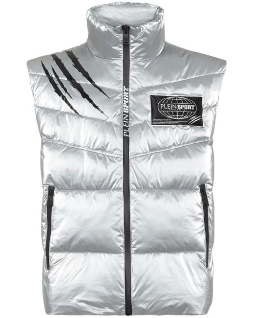 メンズ Philipp Plein プリント パデッドベスト Gray