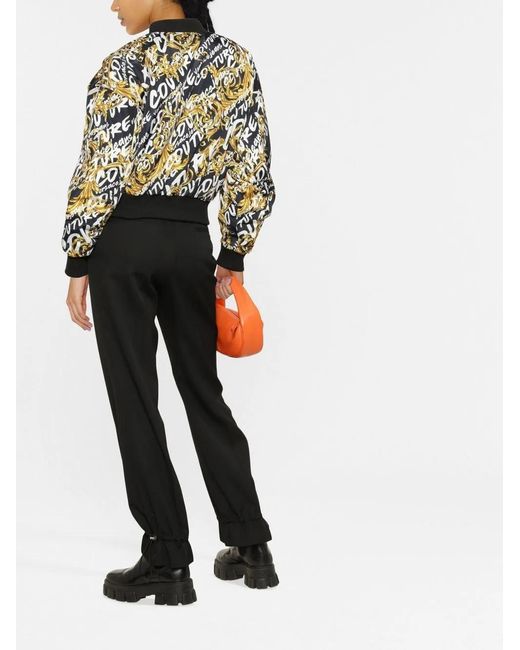 Versace Jeans Couture Black Logo-Print Reversible Bomber Jacket
