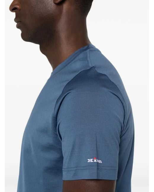 Kiton Blue Logo-Embroidered T-Shirt for men