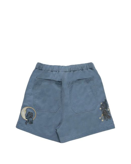 Samuel Zelig Blue La Luna Embroidered Shorts for men