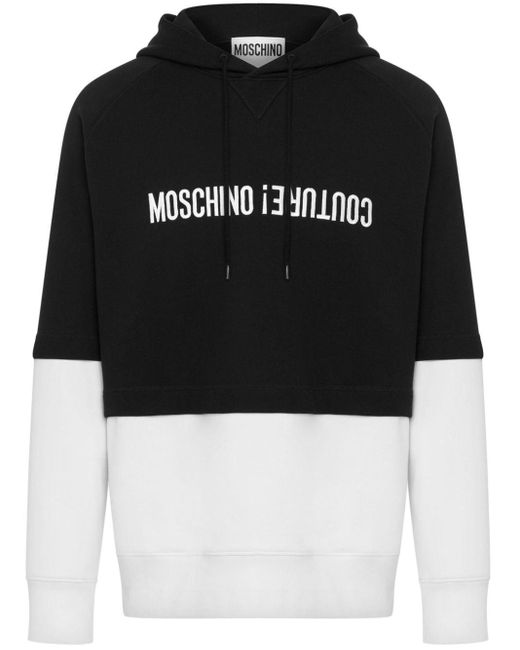 Moschino Black Colour-block Cotton Hoodie for men