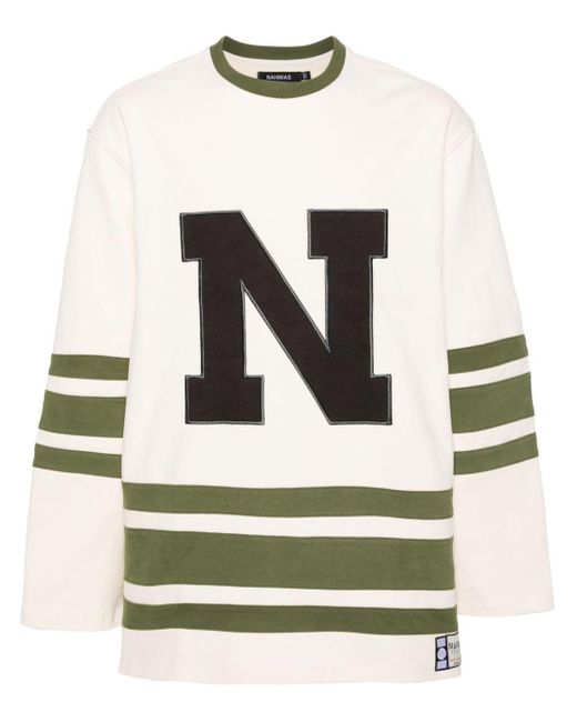 NAHMIAS Natural Logo-embroidered Stripe-detailing Sweatshirt for men