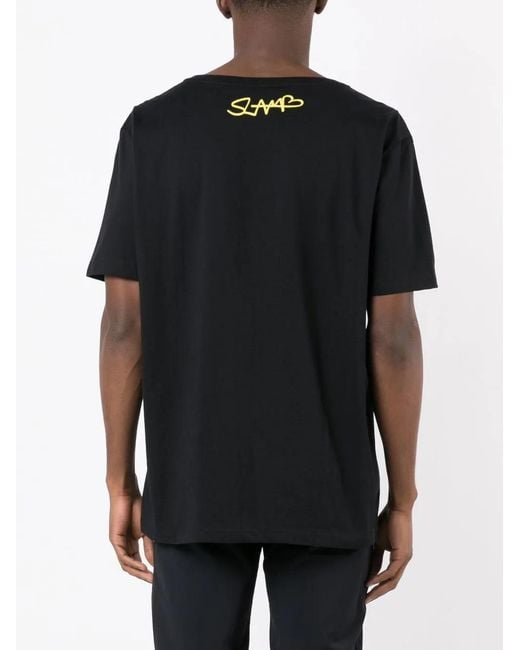 Amir Slama Black Slogan-Print Cotton T-Shirt