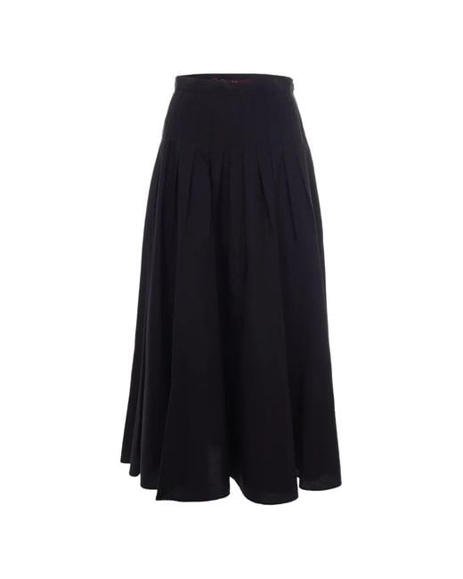 Max Mara Blue Pleated Cotton Skirt