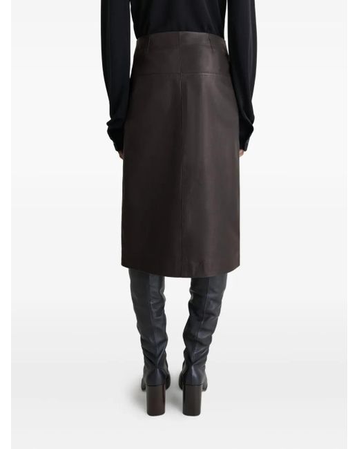 Lemaire Black Snap-Fastening Leather Skirt
