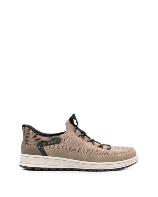 Bugatti White Mesh-Knit Lace-Up Sneakers for men