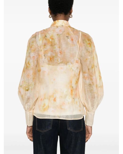 Zimmermann Natural Crush Printed Linen Shirt