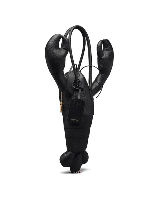 Thom Browne Black Lobster-Motif Leather Tote Bag