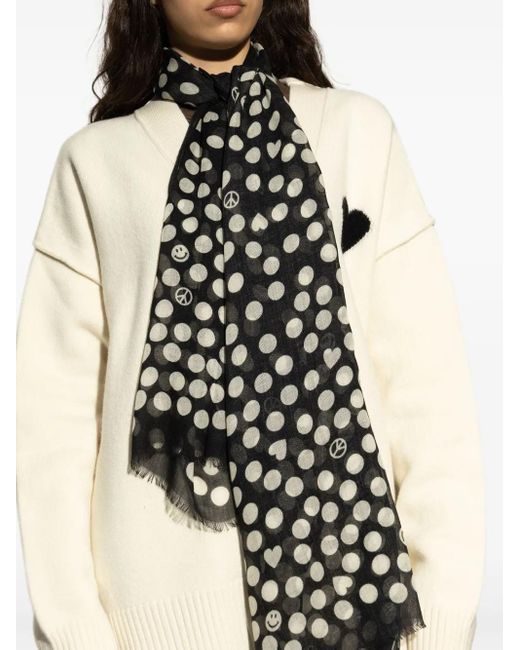 Fular con motivo de lunares Moschino de color Black