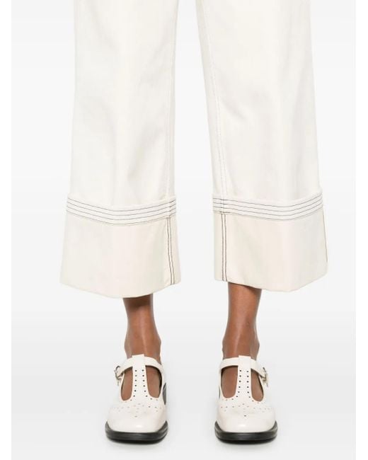 Thom Browne White Belted Wide-Leg Jeans