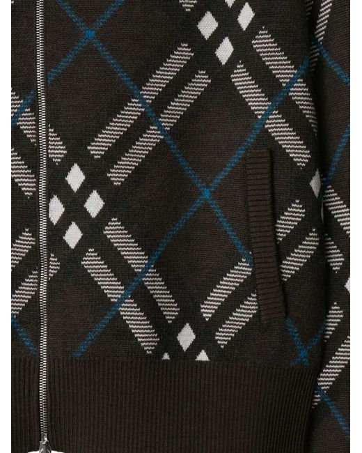Burberry Black Check Zip-Up Cardigan for men