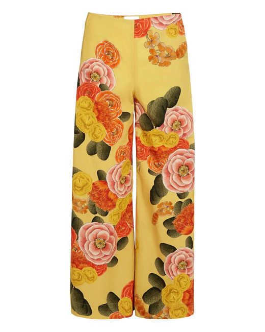 Giambattista Valli Yellow Floral Trousers