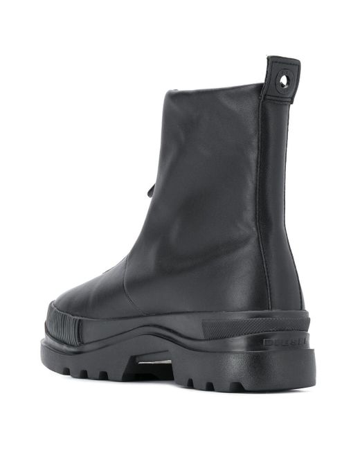 DIESEL H-vaiont Front-zip Ankle Boots in Black for Men - Lyst